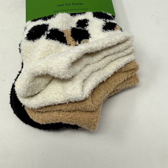 NWT Kate Spade Cozy Low-Cut Socks 3-Pack Leopard Print Cream Neutral Giftable - Picture 8 of 8